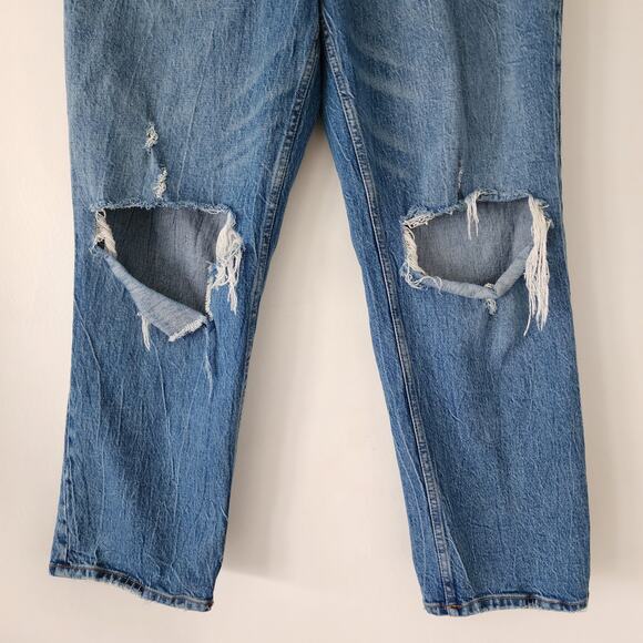 Abercrombie & Fitch The 90's Straight Ultra High Rise distressed womens size 14S - Picture 2 of 7